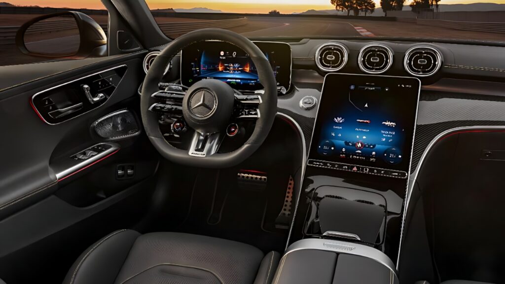 The C63 shares its interior layout with the C-Class